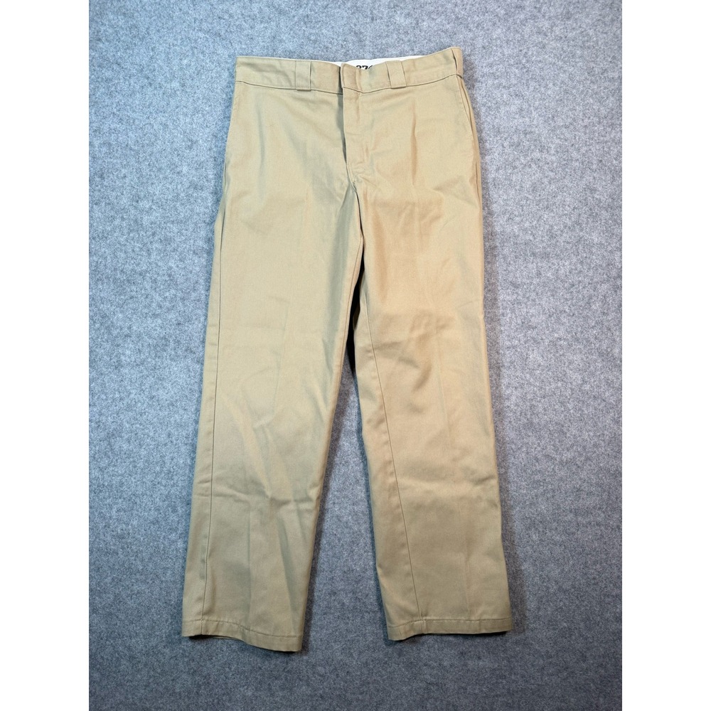 Dickies 874 Original Fit Work Pants Mens 35x27 Khaki Tan Straight Leg Twill